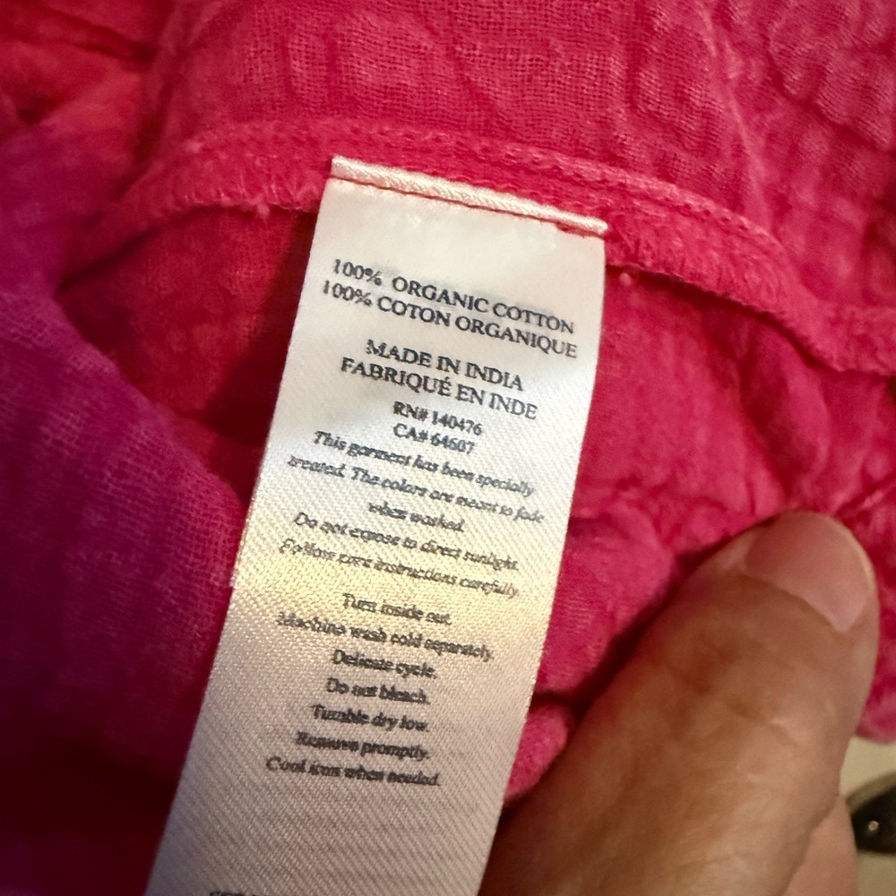 Faherty Dream Pink Embroidered Split-Neck Top Gau… - image 7